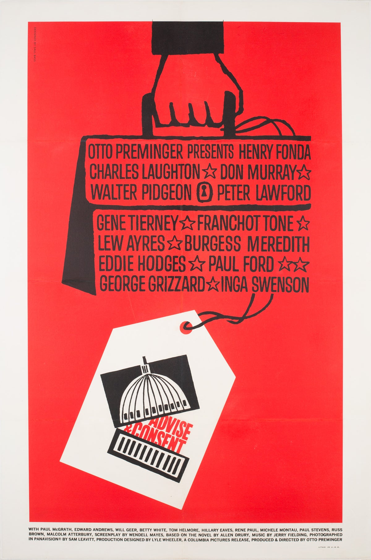 Advise &amp; Consent original film movie poster 1962 Saul Bass