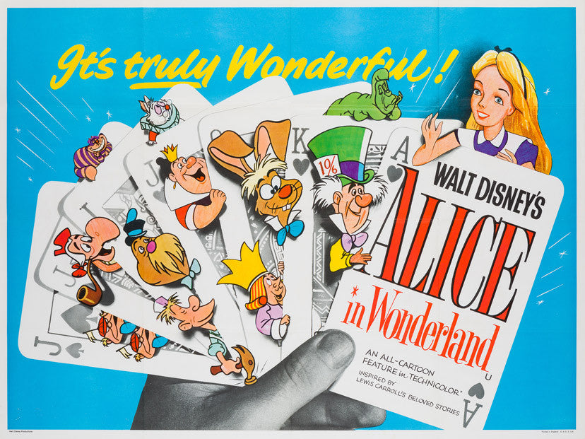 Alice in Wonderland R1950s R1960s UK Quad original film movie poster