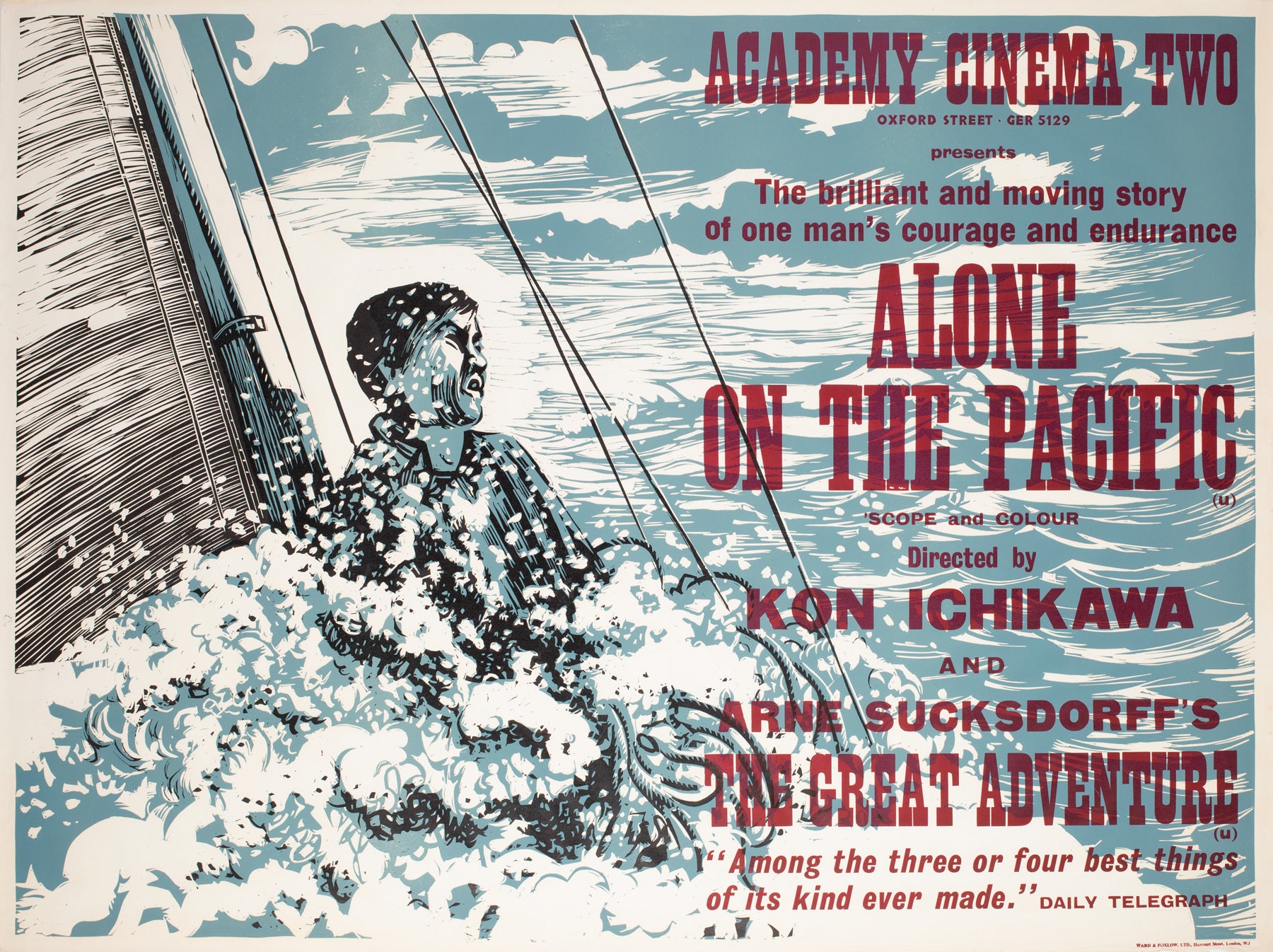 Alone on the Pacific 1967 Academy Cinema UK Quad Film Poster, Strausfeld