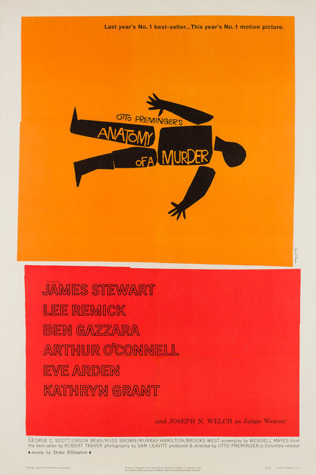 Anatomy of a Murder 1959 US 1 Sheet Film Poster, Bass