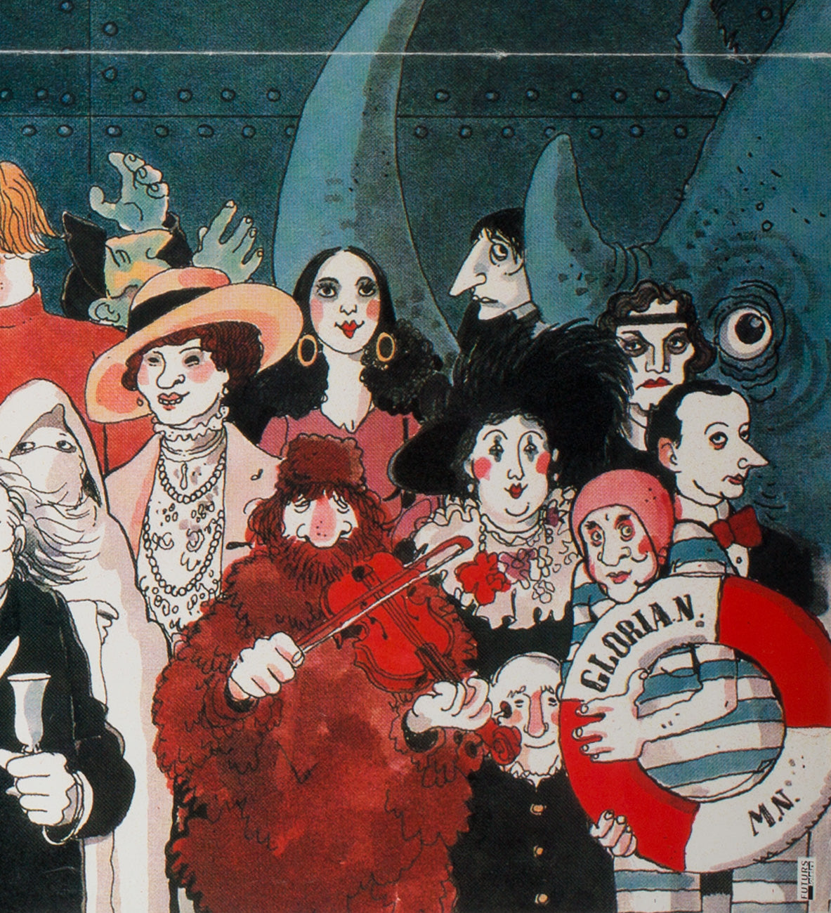 And The Ship Sails On 1983 French Moyenne Film Poster, Tardi - detail