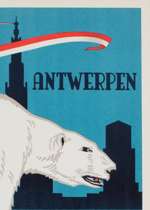 Antwerp Zoo Polar Bear 1950 Small Advertising Poster - detail