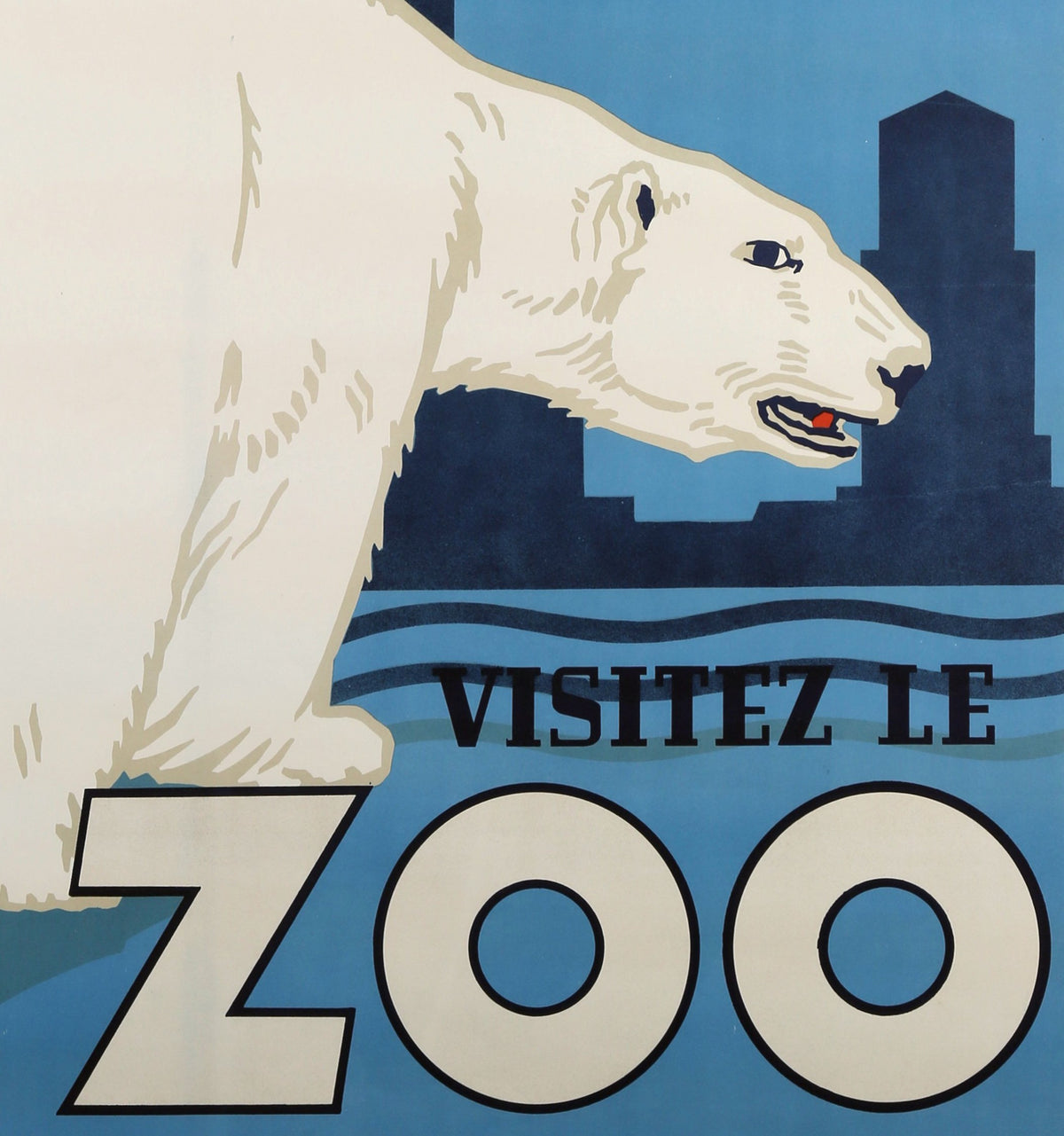 Antwerp Zoo 1950 Polar Bear Poster - Detail