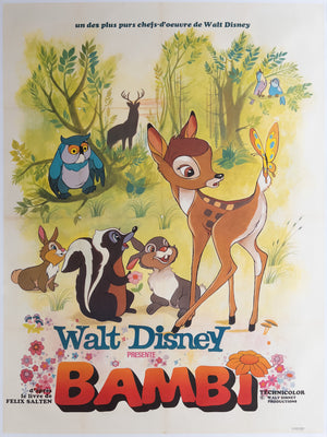 Bambi 1960s French Grande Film Movie Poster Disney