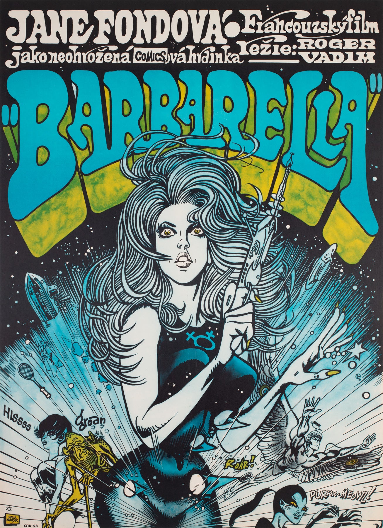 Barbarella 1971 Czech A1 Film Movie Poster, Saudek