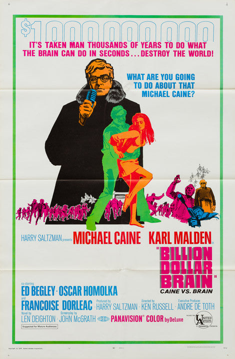Billion Dollar Brain 1968 original vintage US 1 sheet style B film movie poster