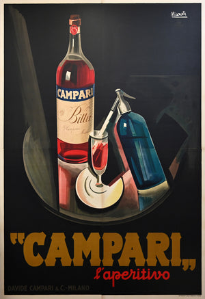Bitter Campari 1926 Vintage Italian Alcohol Aperitif Poster, Marcello Nizzoli