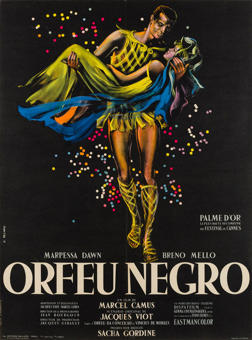 Original 1959 Black Orpheus French Film Movie Poster