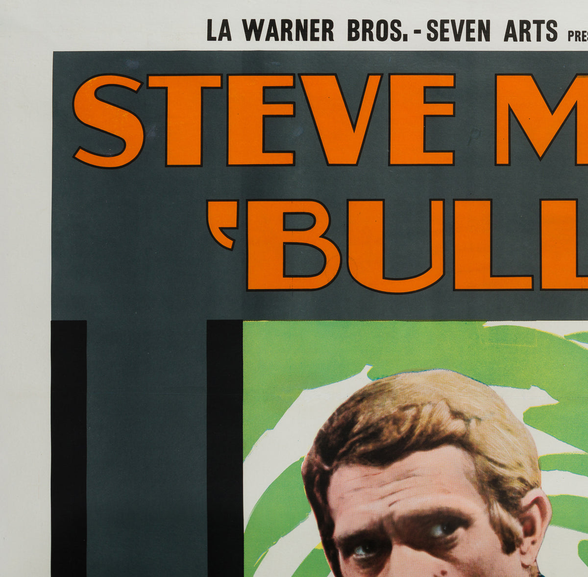 Bullitt 1968 Italian 4 Fogloi Film Poster, Renato Ferrini - detail