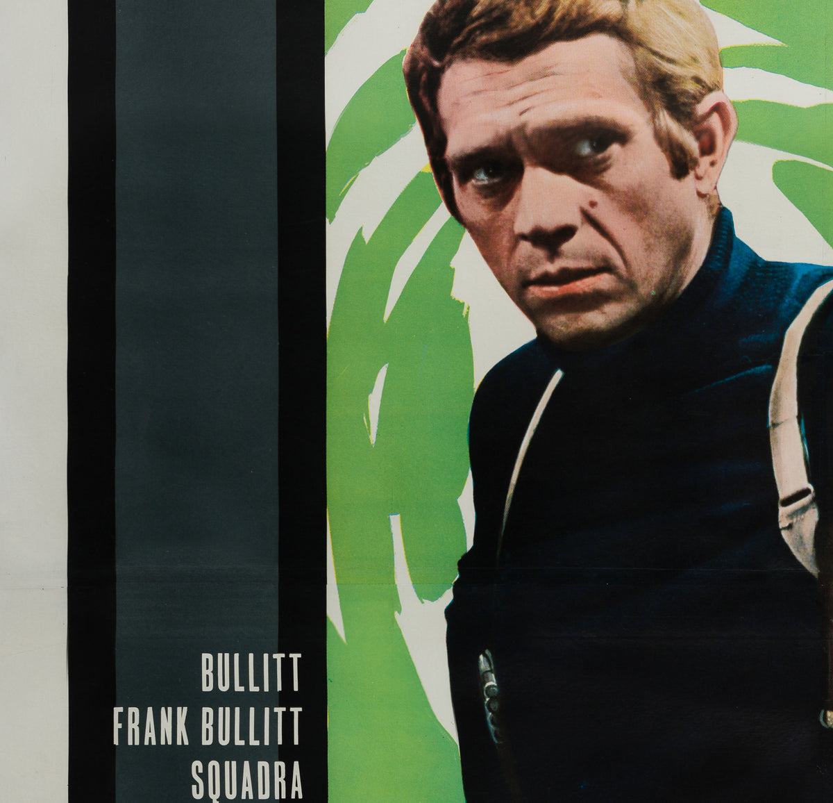 Bullitt 1968 Italian 4 Fogloi Film Poster, Renato Ferrini - detail