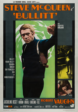 Bullitt 1968 Italian 4 Fogloi Film Poster, Renato Ferrini