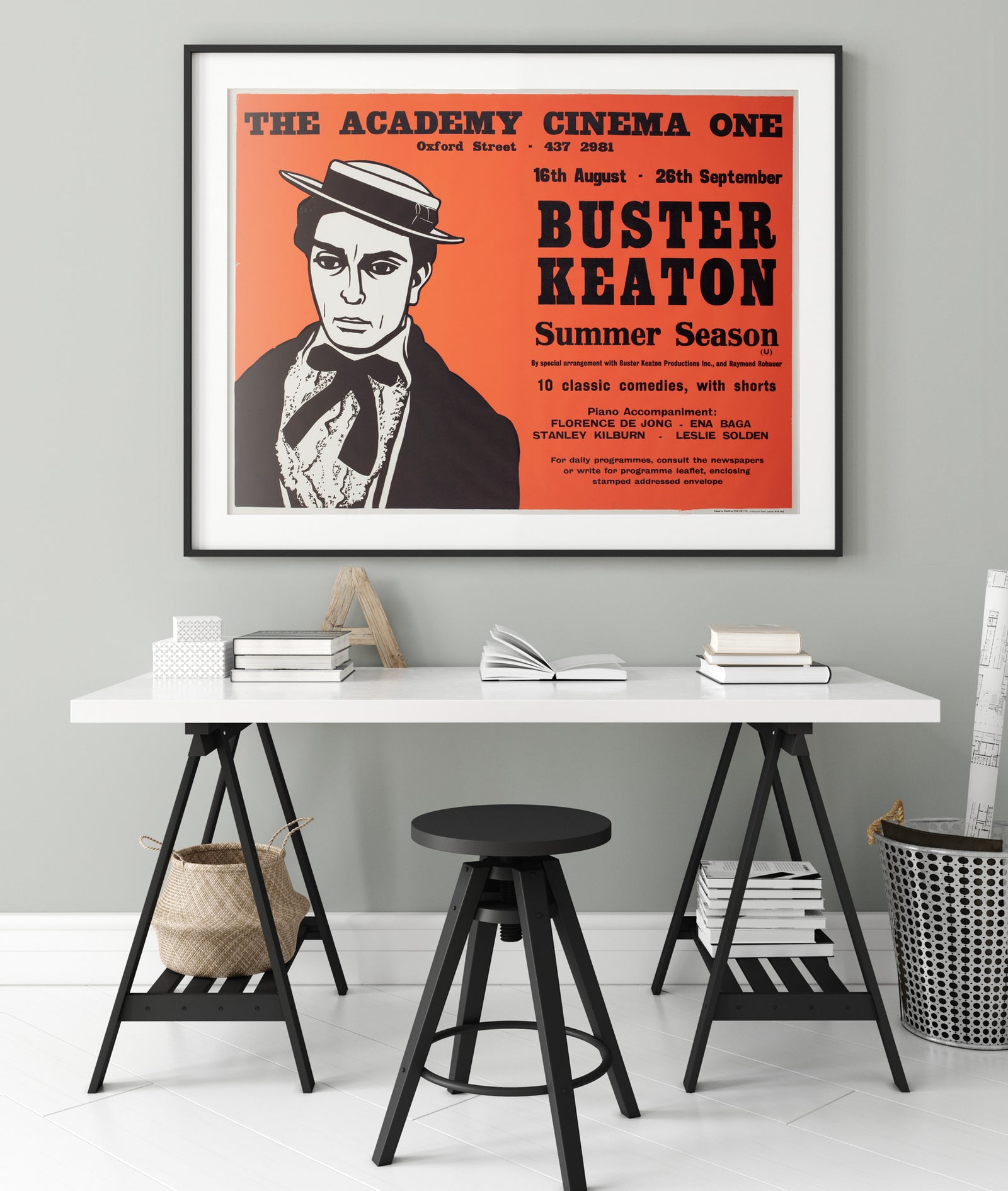 Buster Keaton Summer Season 1970s Academy Cinema UK Quad Film Poster, Strausfeld