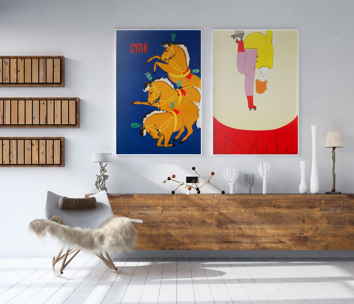 CYRK Bowing Horses 1965 Polish Circus Poster, Penciak