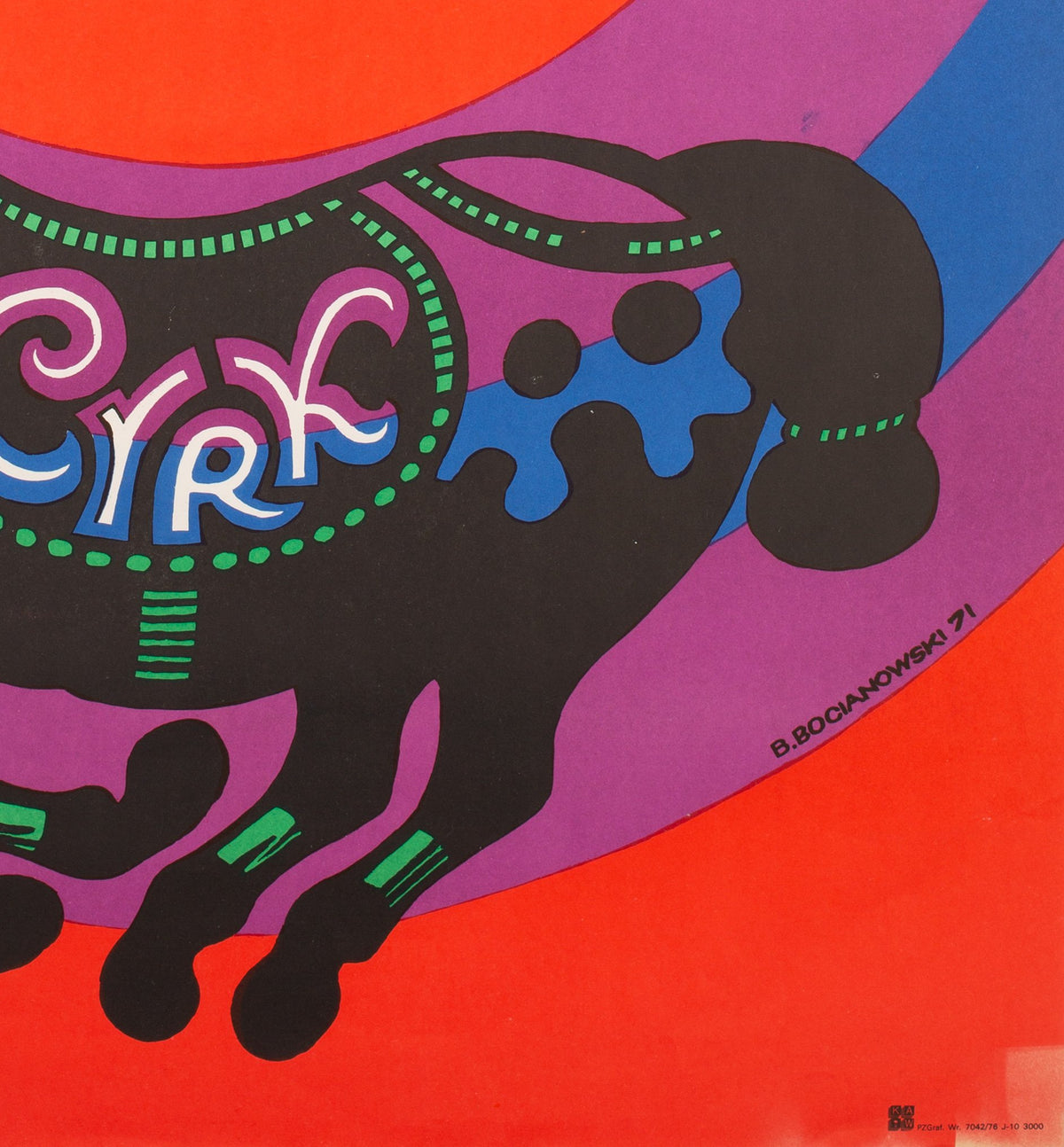 CYRK Circus Cowboy Acrobat R1976 Polish Circus Poster, Bocianowski - detail
