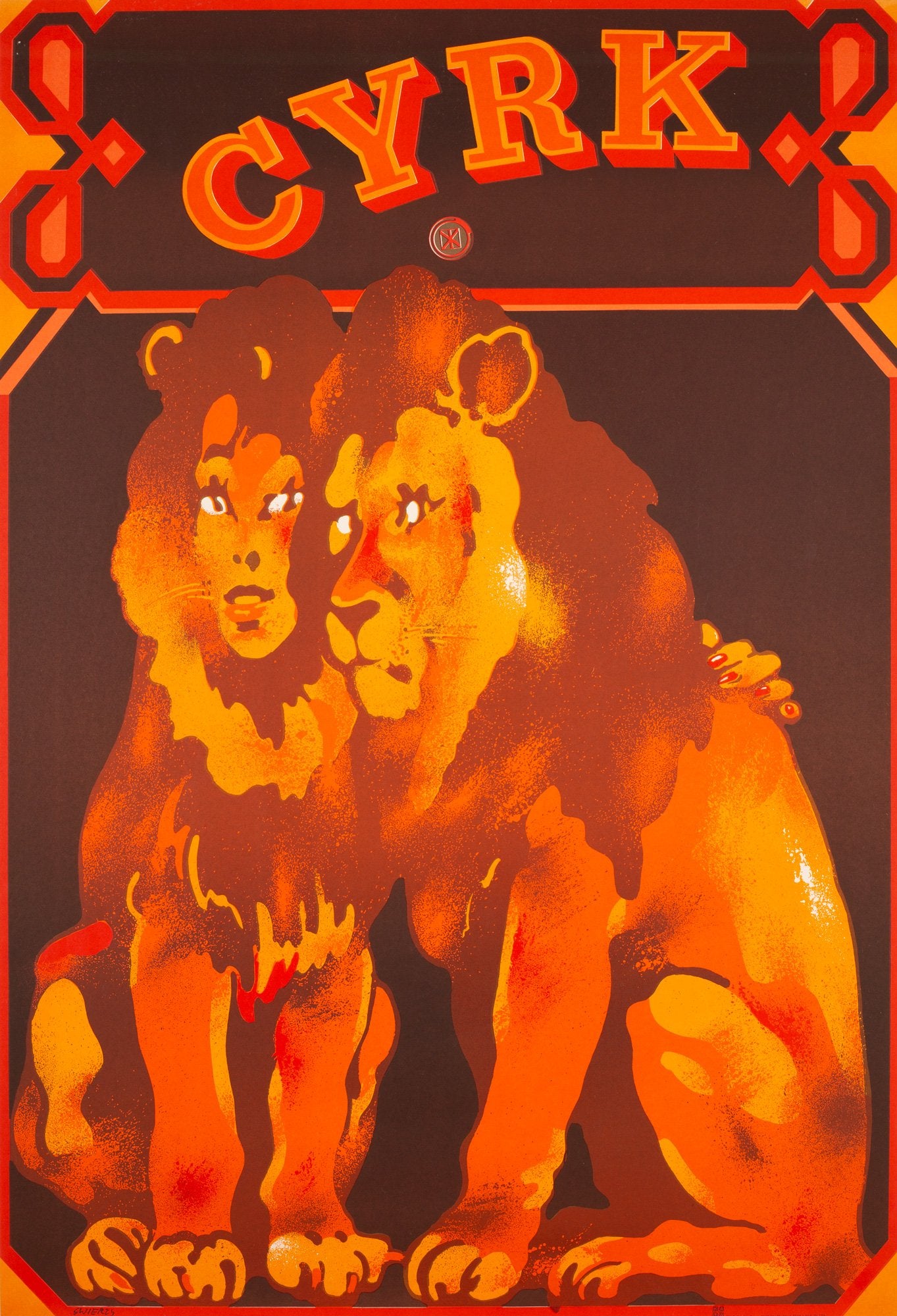 CYRK Lion Lovers 1975 Polish Circus Poster, Swierzy