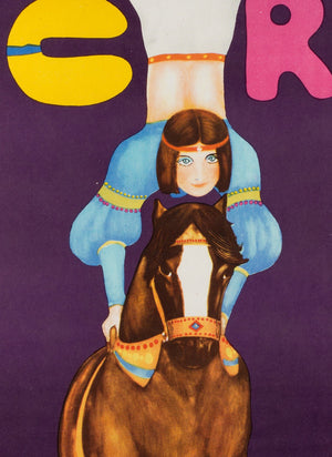Polish CYRK Poster - Horse Riding Acrobat R1982, Urbaniec - detail
