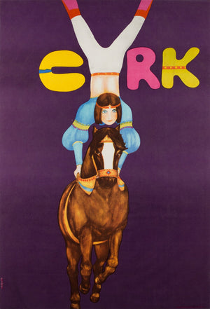 Polish CYRK Poster - Horse Riding Acrobat R1982, Urbaniec