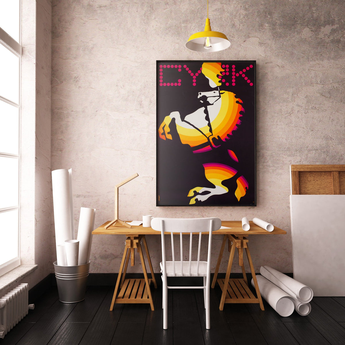 CYRK Horse Rearing 1969 Polish Circus Poster, Janowski