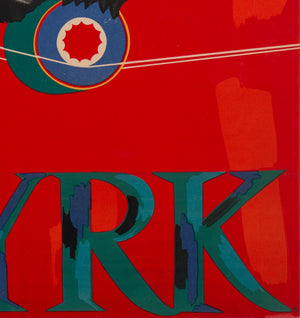 CYRK Tightrope Balancing Bear 1960s Polish Circus Poster, Syska - detail