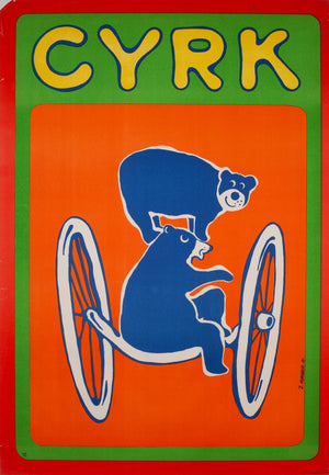 CYRK Traveling Bears 1970 Polish Circus Poster, Horodecki