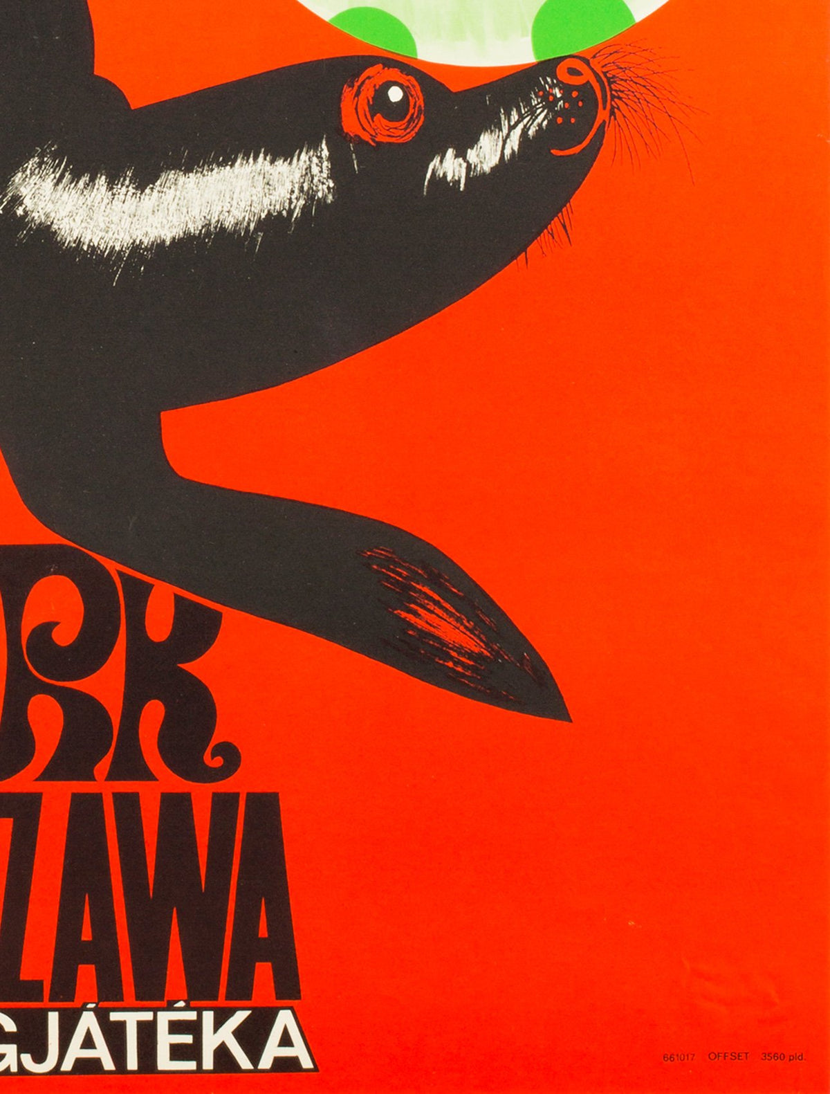 Hungarian CYRK Poster-  1966 Ball Balancing Seal, Sandor - detail