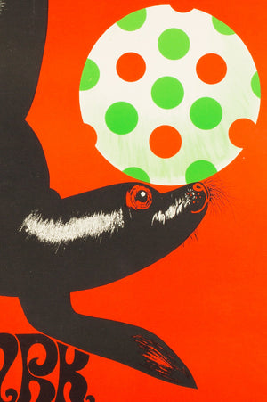 Hungarian CYRK Poster-  1966 Ball Balancing Seal, Sandor - detail