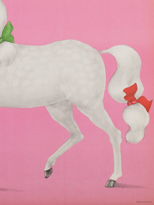 Polish CYRK Poster - White Horse with Bows 1975, Urbaniec - detail