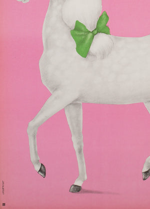 Polish CYRK Poster - White Horse with Bows 1975, Urbaniec - detail