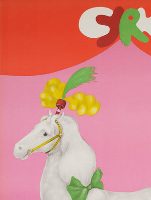 Polish CYRK Poster - White Horse with Bows 1975, Urbaniec - detail