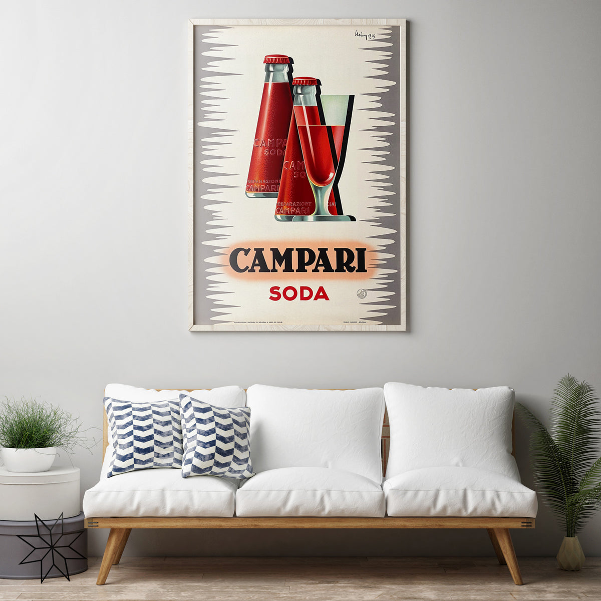 Campari Soda 1950 Vintage Italian Alcohol Adversting Poster, Giovanni Mingozzi