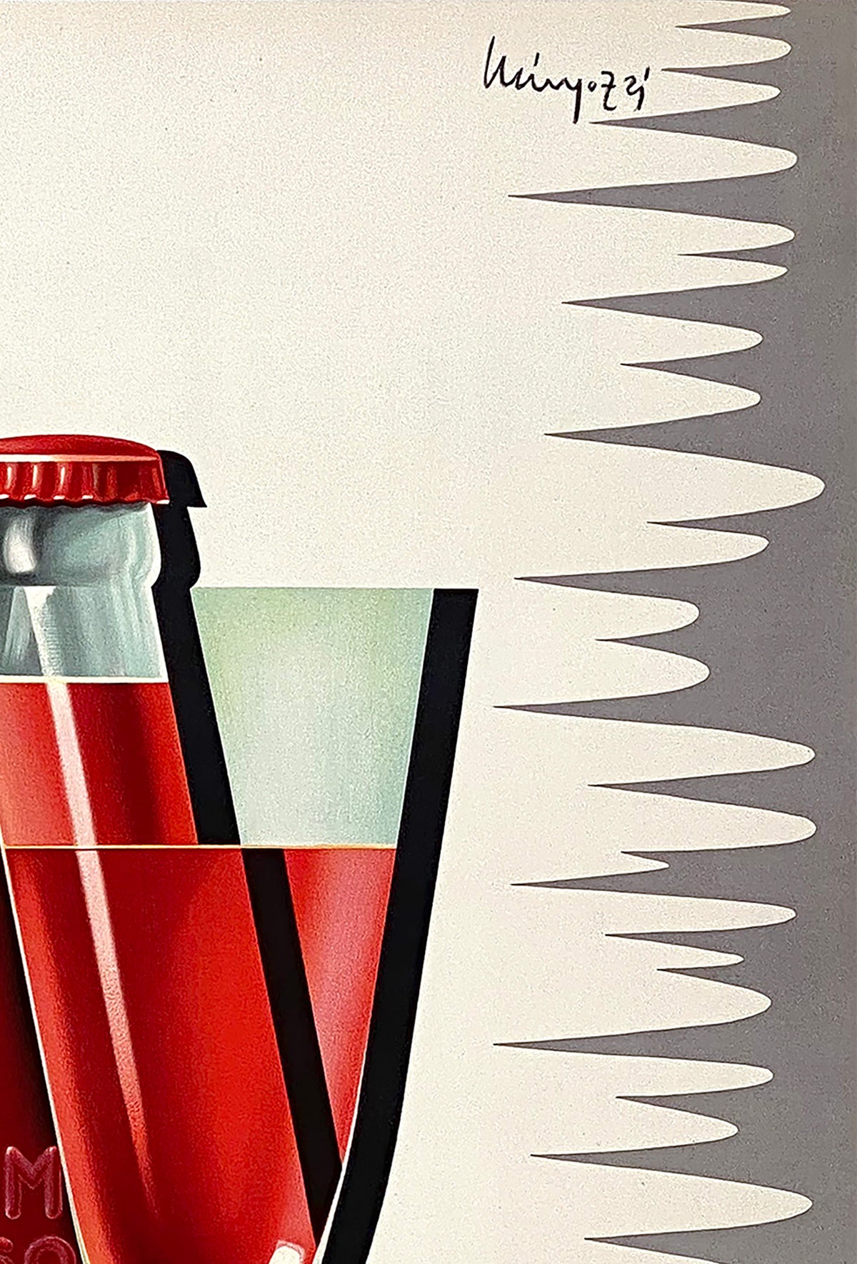 Campari Soda 1950 Vintage Italian Alcohol Adversting Poster, Giovanni Mingozzi - detail