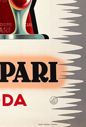 Campari Soda 1950 Vintage Italian Alcohol Adversting Poster, Giovanni Mingozzi - detail