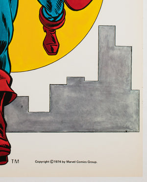 Captain America 1974 Vintage US Poster, Marvel Superhero - detail