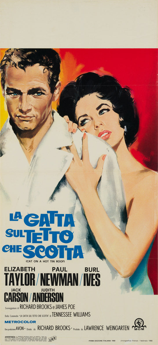 Cat on a Hot Tin Roof 1958 (R1966) original Italian Locandina film movie poster