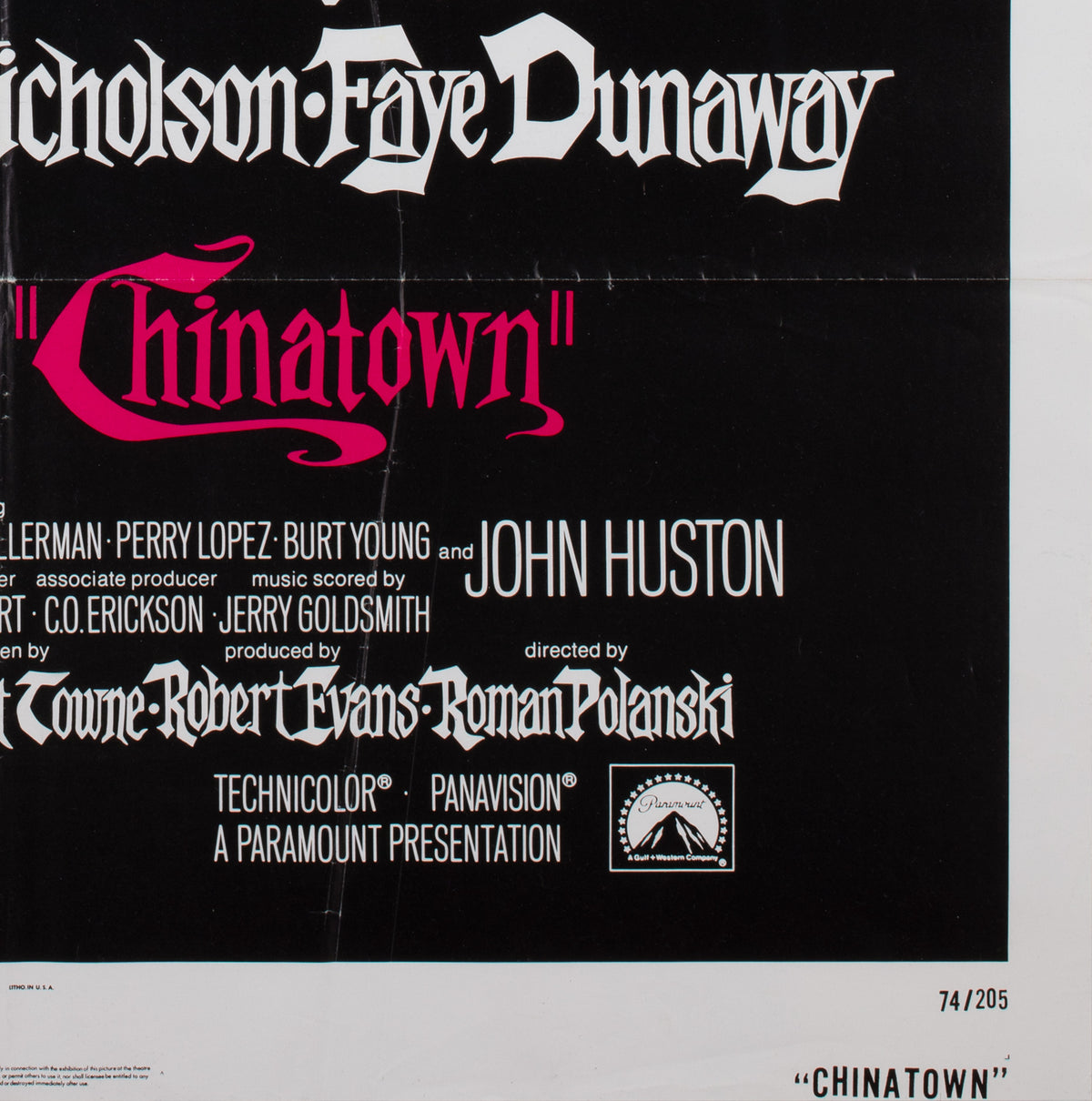 Chinatown 1974 US 1 Sheet Film Movie Poster, Pearsall - detail