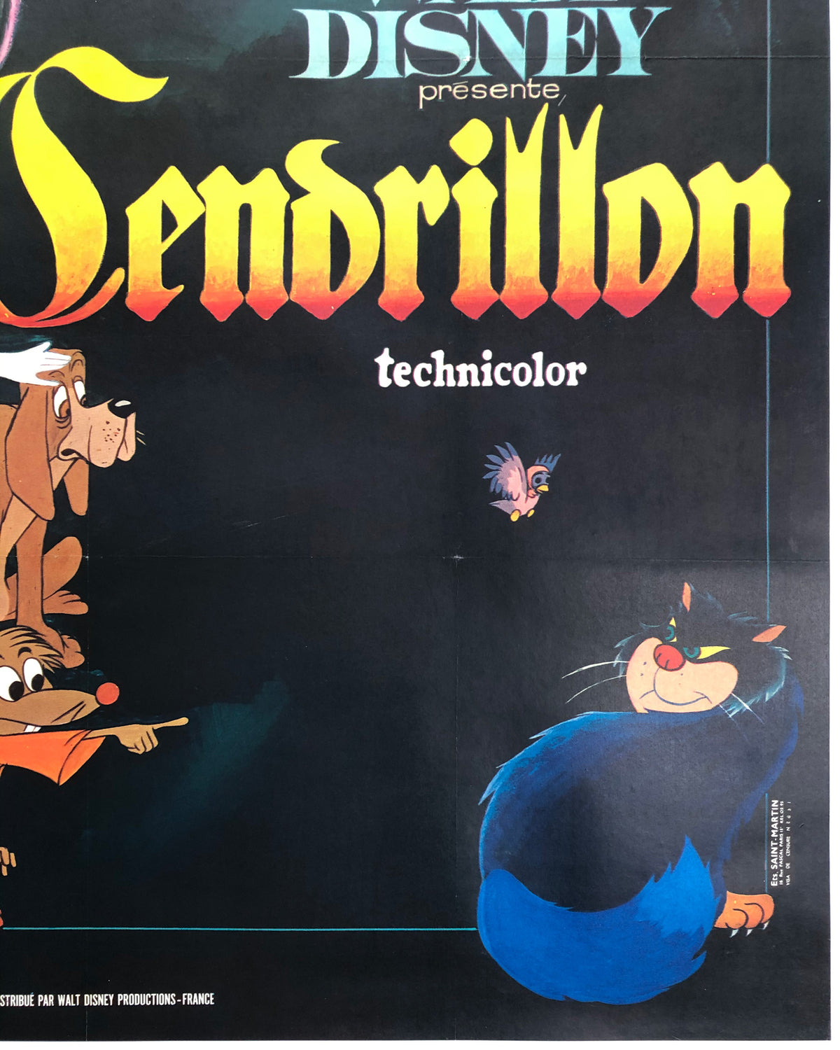 Cinderella R1960s French Grande Film Poster Disney - detailX