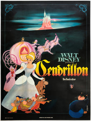 Cinderella R1960s French Grande Film Poster Disney