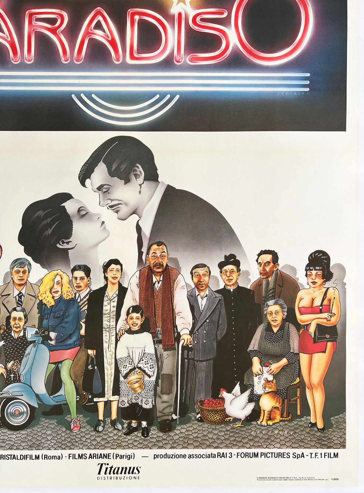 Cinema Paradiso 1989 Italian 2 Foglio Film Poster, Cecchini - detail