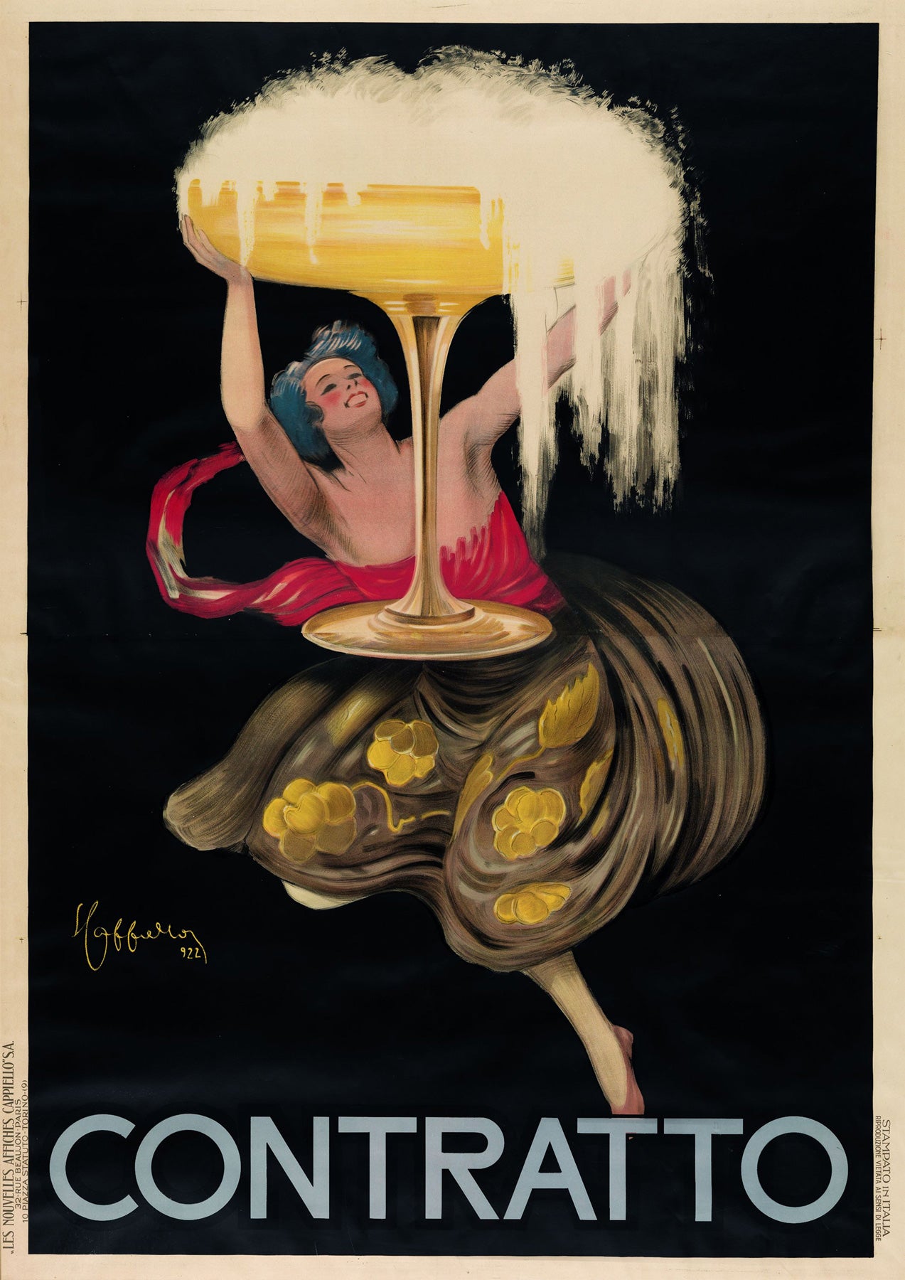 Contratto 1922 Vintage French Alcohol Advertising Poster, Leonetto Cappiello