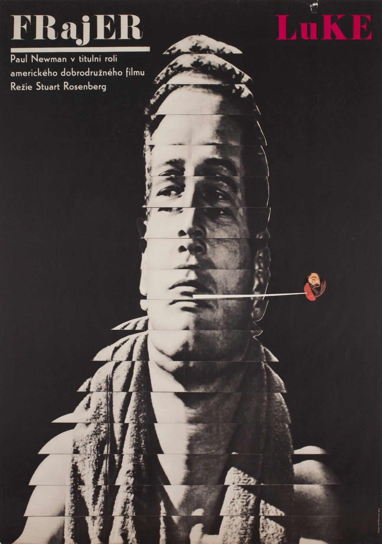 Cool Hand Luke 1967 Czech A1 Film Movie Poster, Grygar