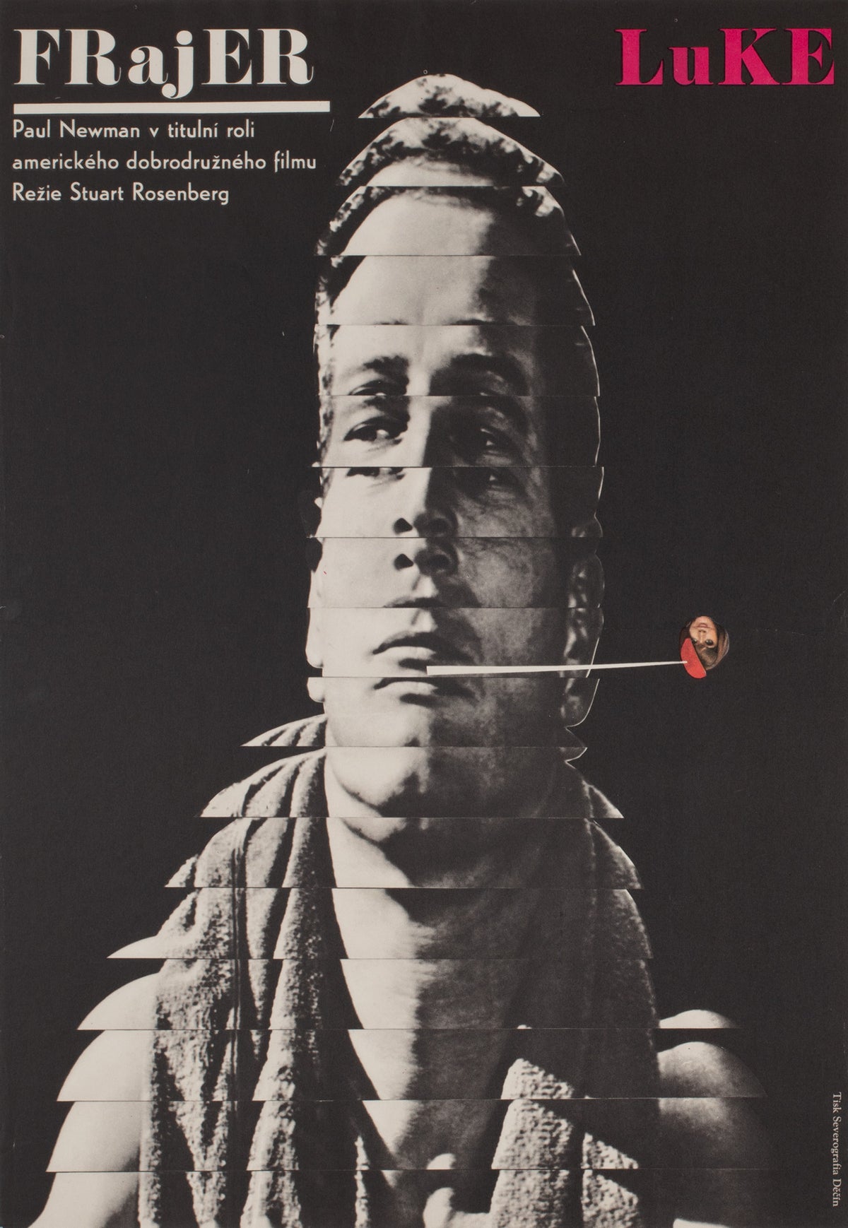 Cool Hand Luke 1967 Czech A3 Film Poster, Grygar