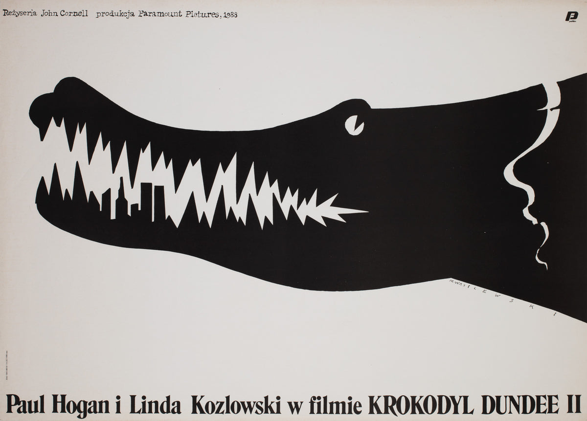 Crocodile Dundee 2 1989 Polish Film Movie Poster, Mieczyslaw Wasilewski