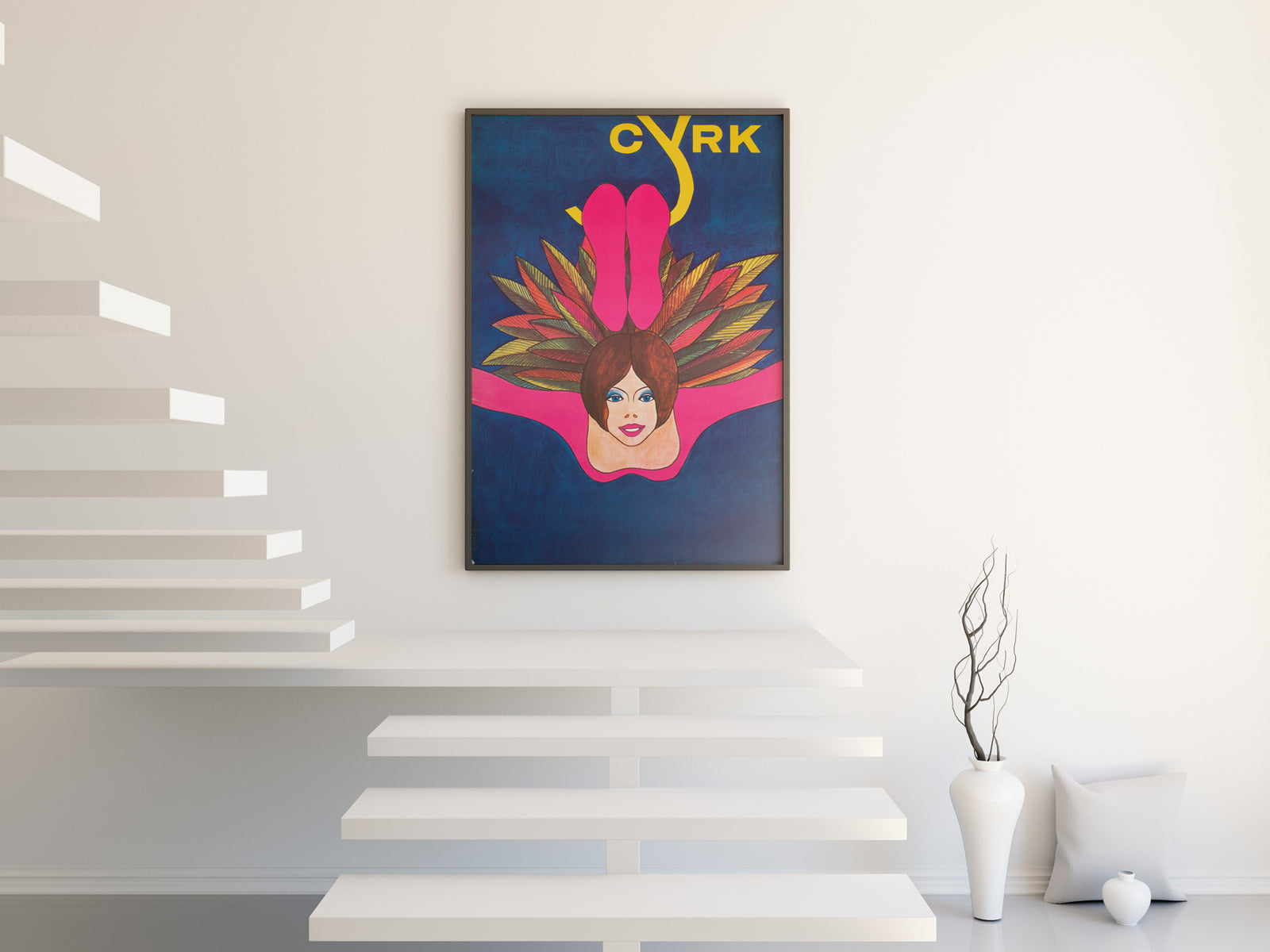 CYRK Acrobat Swinging 1977 Polish Circus Poster, Janowski
