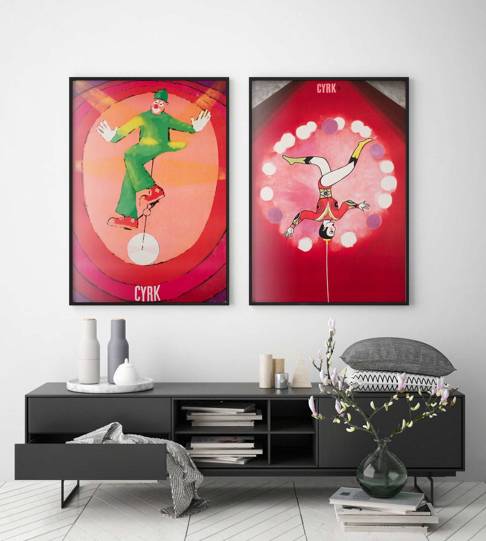 Cyrk Polish Circus Poster Balancing Juggling Acrobat 1968, Urbaniec