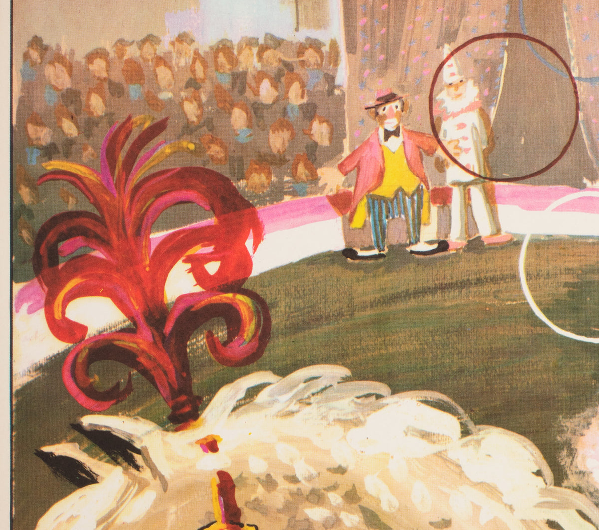 Cyrk Arena Juggling Rider 1970s Polish Circus Poster - detail