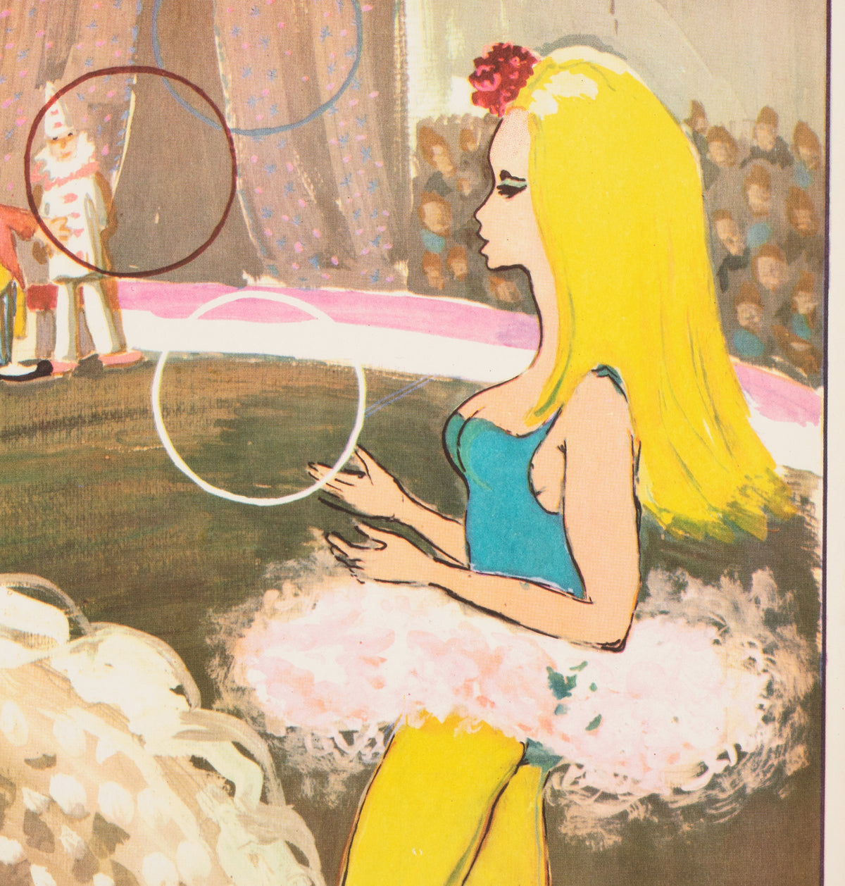 Cyrk Arena Juggling Rider 1970s Polish Circus Poster - detail