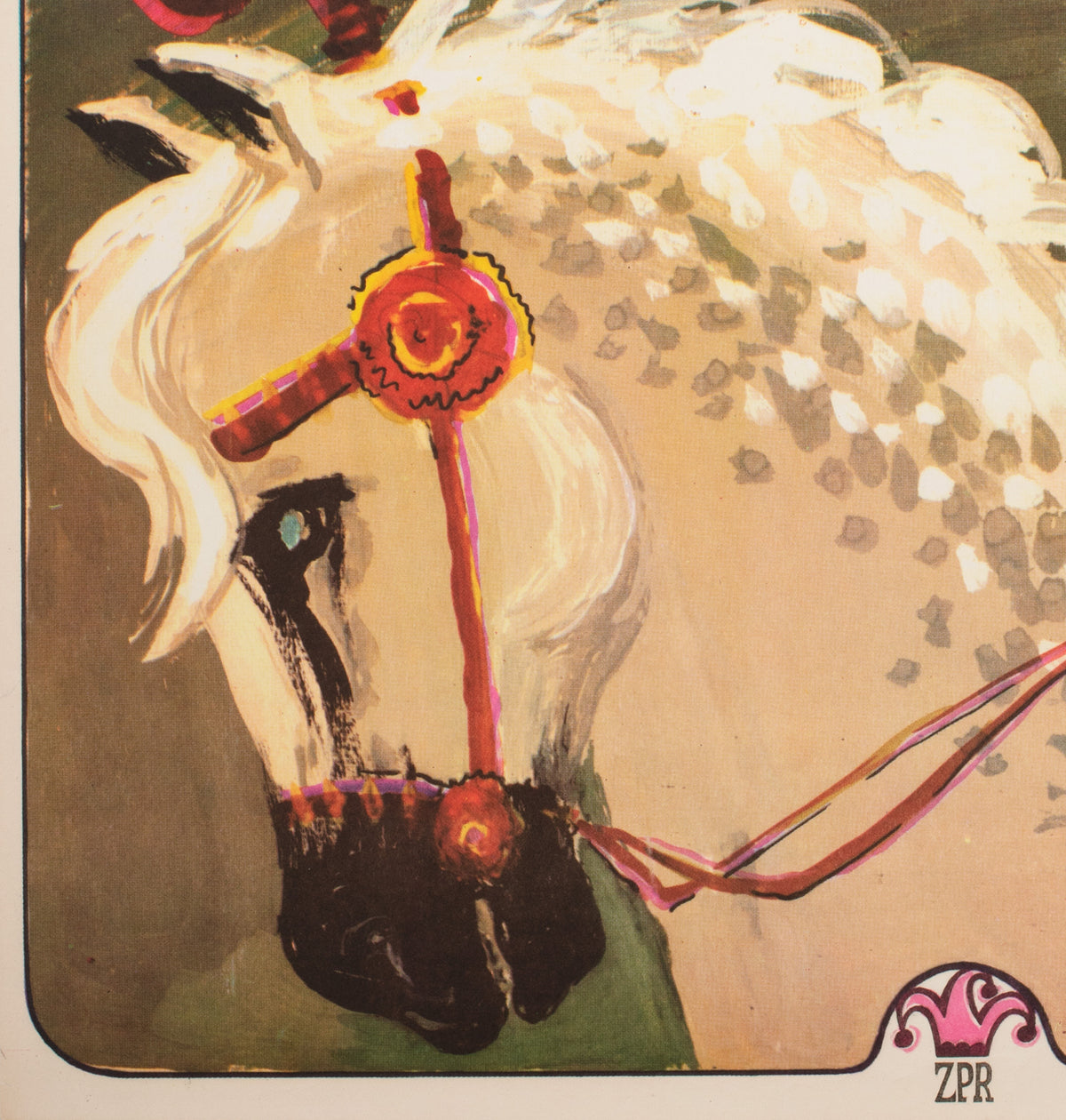 Cyrk Arena Juggling Rider 1970s Polish Circus Poster - detail