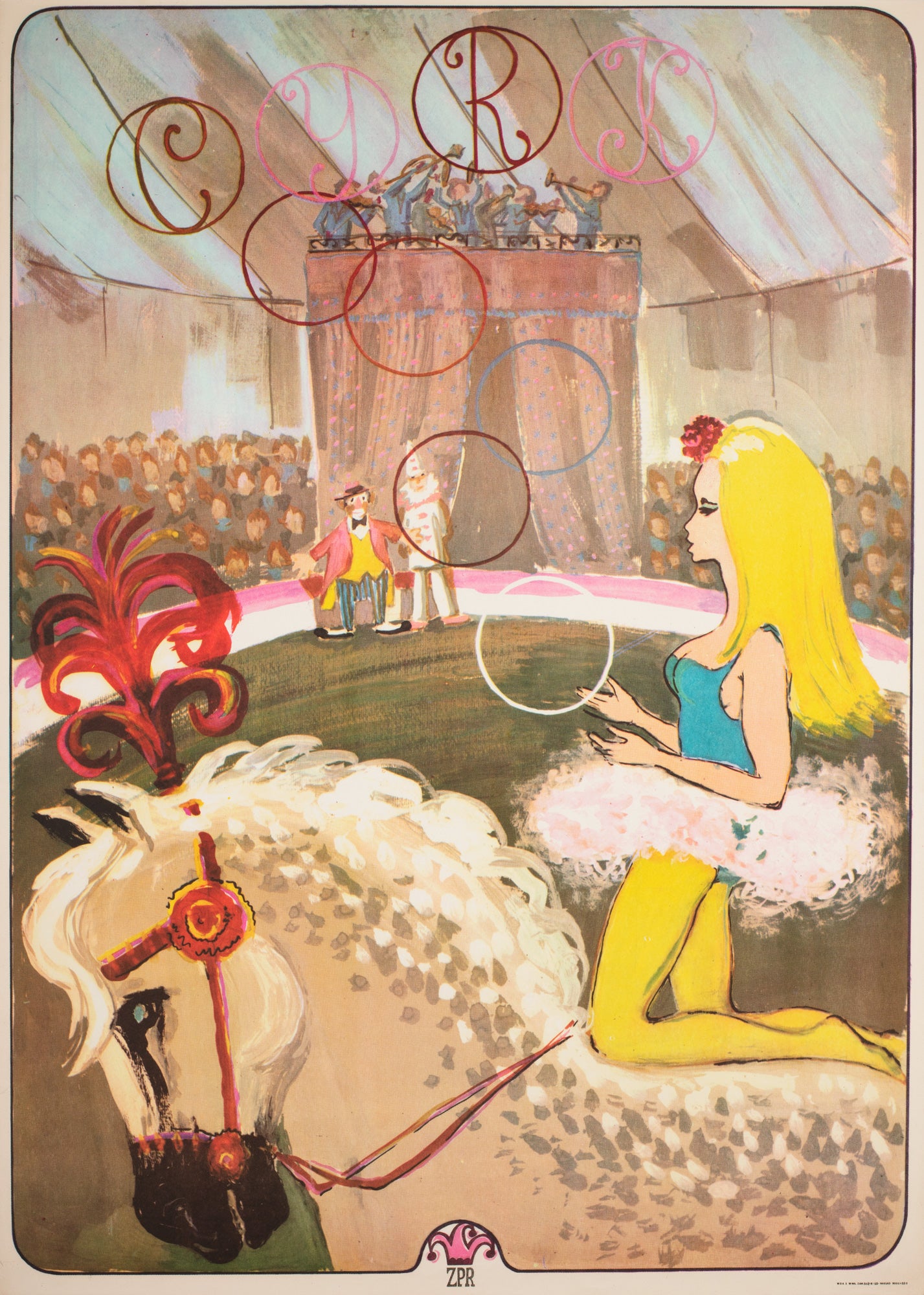 Cyrk Arena Juggling Rider 1970s Polish Circus Poster