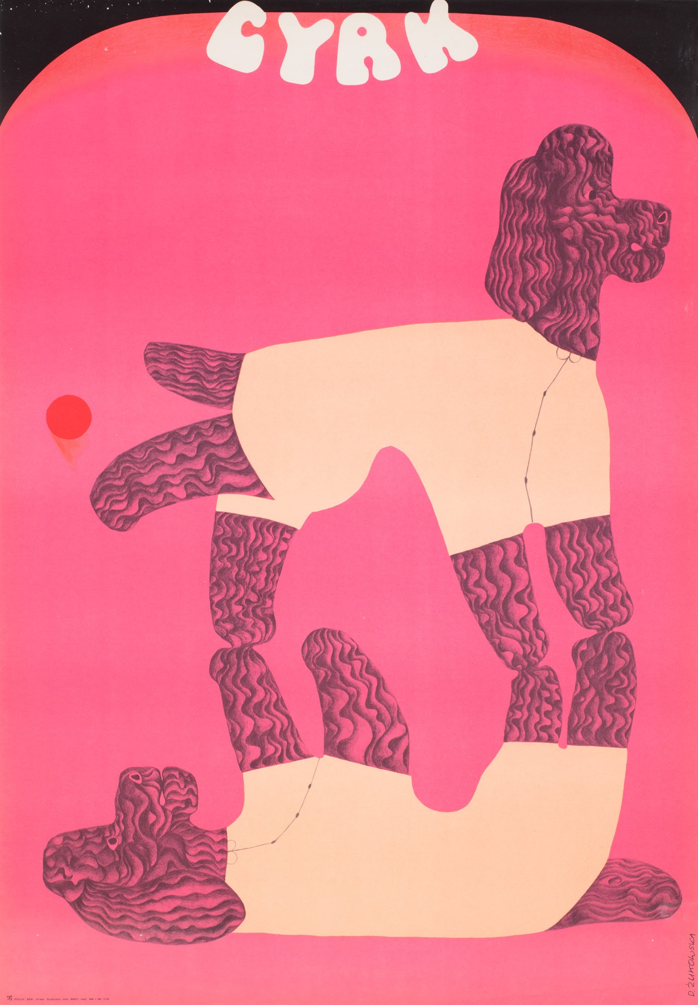 Cyrk Balancing Poodles 1971 Polish B1 Circus Poster, Danuta Zukowska
