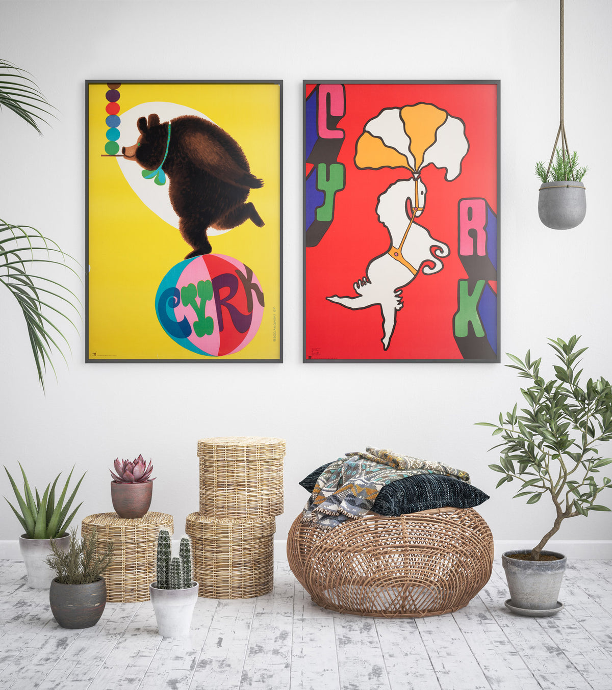 Cyrk Ball Balancing Bear 1967 Polish Circus Poster, Bocianowski